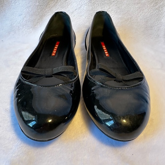 Black patent leather Prada ballet flats, 36.5, EUC - Picture 2 of 11